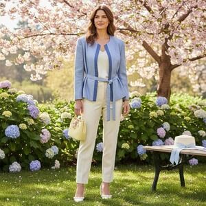 Women's Vintage Larry Levine Lavender Textured Blazer Belted Jacket Size‎ 20W